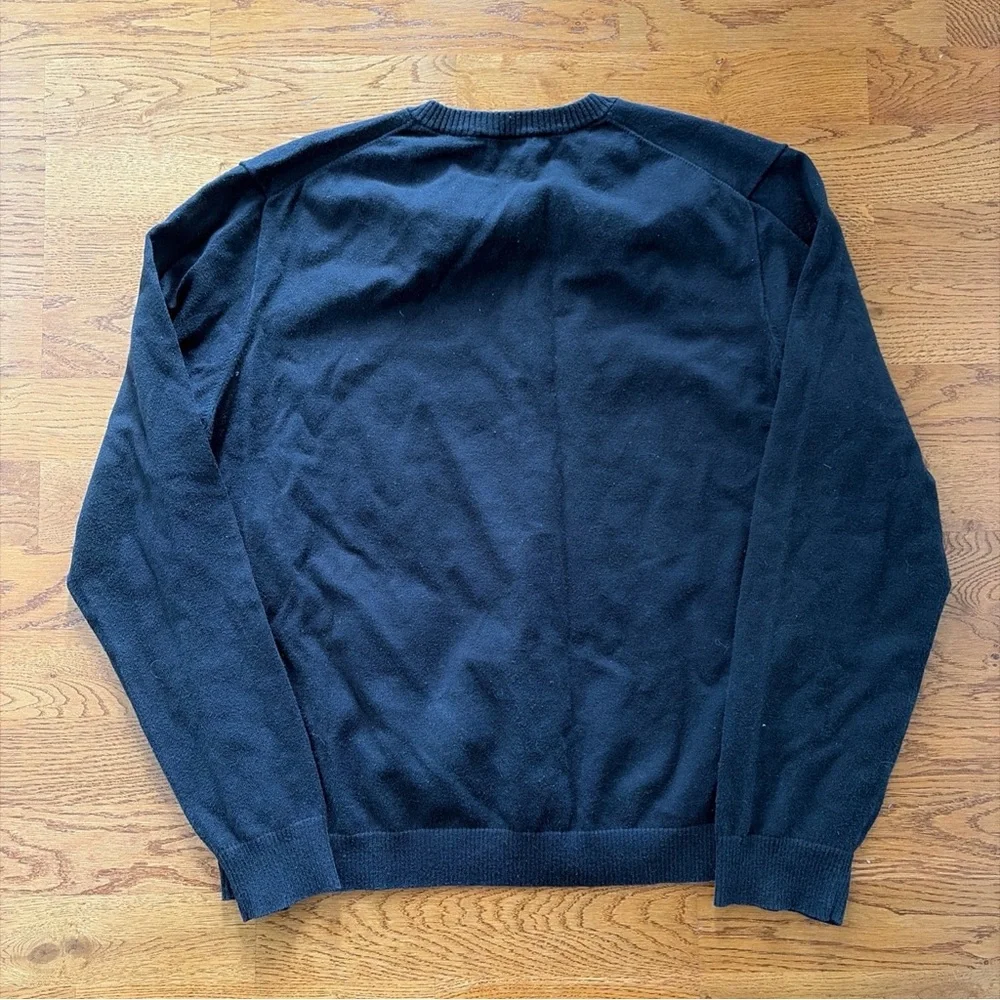 J.Crew Men Sweater Long Sleeve Cotton Blend Black V Neck Pullover Long Sleeve L